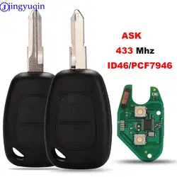 jingyuqin 1 Button Auto-Fernschlüsselsteuerung für Renault Master Kangoo Clio Twingo VAC102 Blade-PCF7946 ID46 Chip 433MHZ