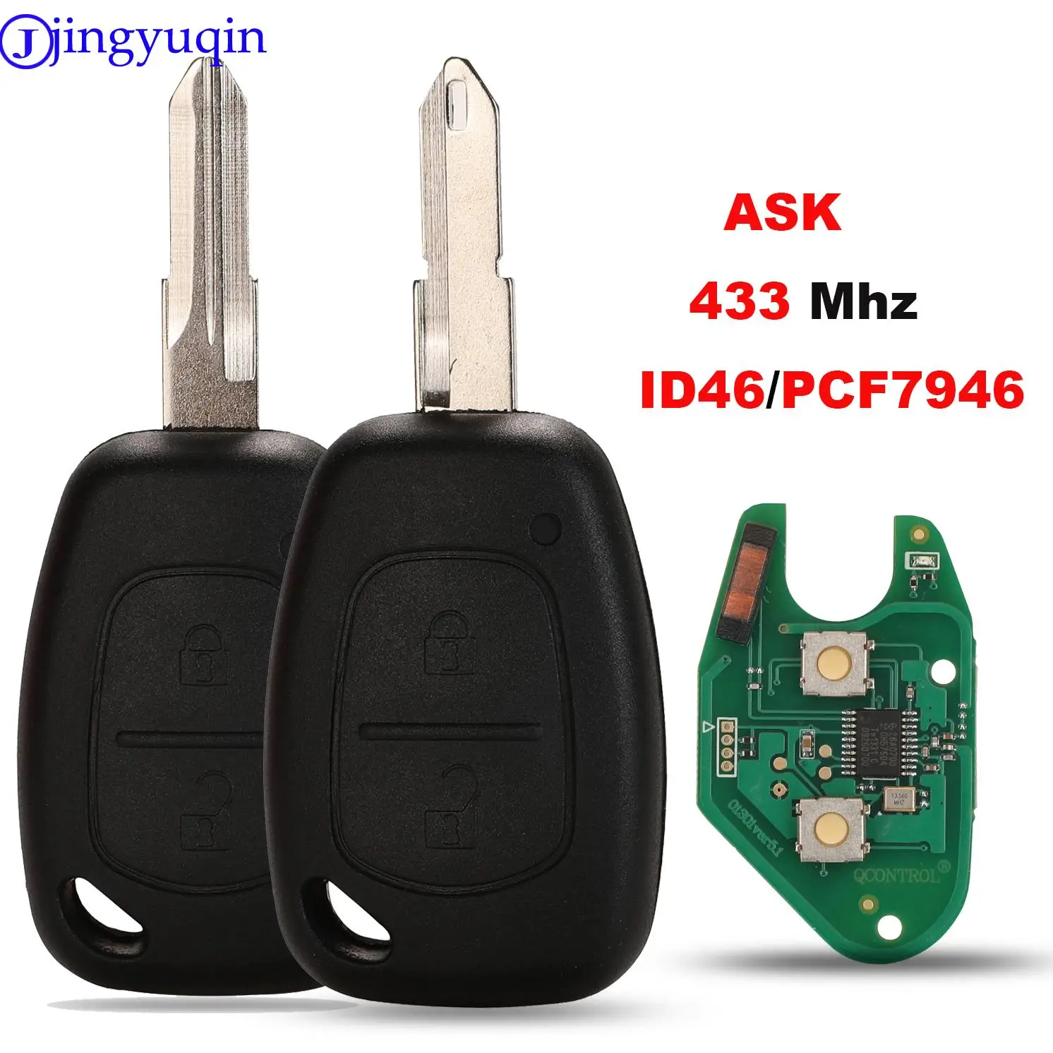 jingyuqin 1 Przycisk samochodu pilotem zdalnego sterowania Dla Renault Master Kangoo Clio Twingo VAC102 Blade PCF7946 ID46 Chip 433MHZ