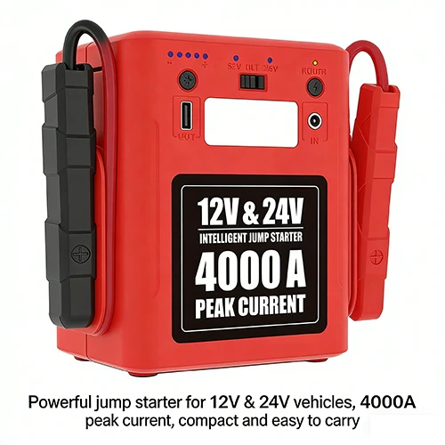 Portable 4000A 12V/24V Heavy Duty Jump Starter Portable Car Jump Starter Truck Jump Starter High Car Battery Jumper Booster 6