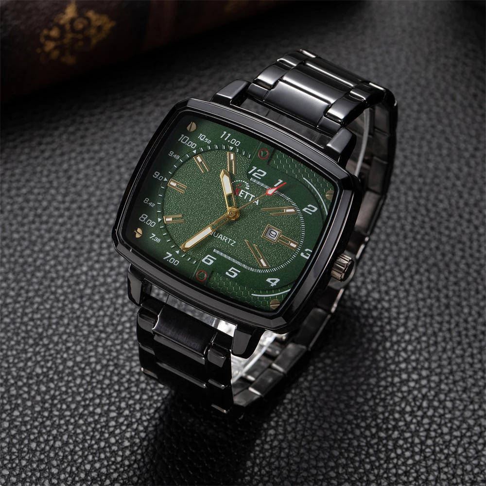 KETTA New Leisure Business Watches For Man Night Light Calendar Function Square Dial Waterproof Men's Quartz Watch reloj hombre
