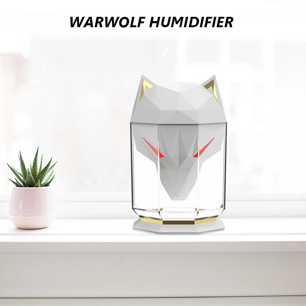 Air Humidifier Wolf Humidifier Air Diffuser Electric with LED Light Humidification USB Rechargeable for Home Bedroom