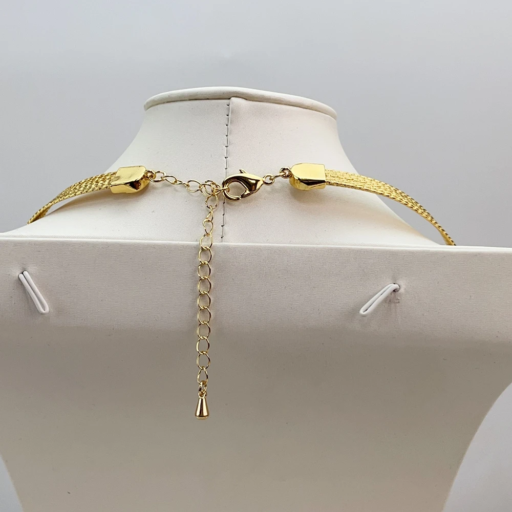 EMMA موضة دبي مطلية بالذهب الخرز القلائد أقراط خواتم مجموعات المجوهرات الجميلة للنساء هدايا مجوهرات حفلات الزفاف FHK21396