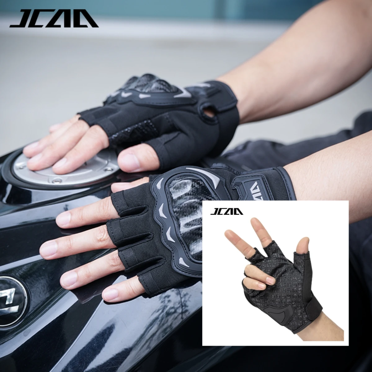 

JCAA Half Finger Motorcycle Gloves Summer Breathable Anti-Slip Protection Riding Gloves For Men Women Durable Bike Gloves