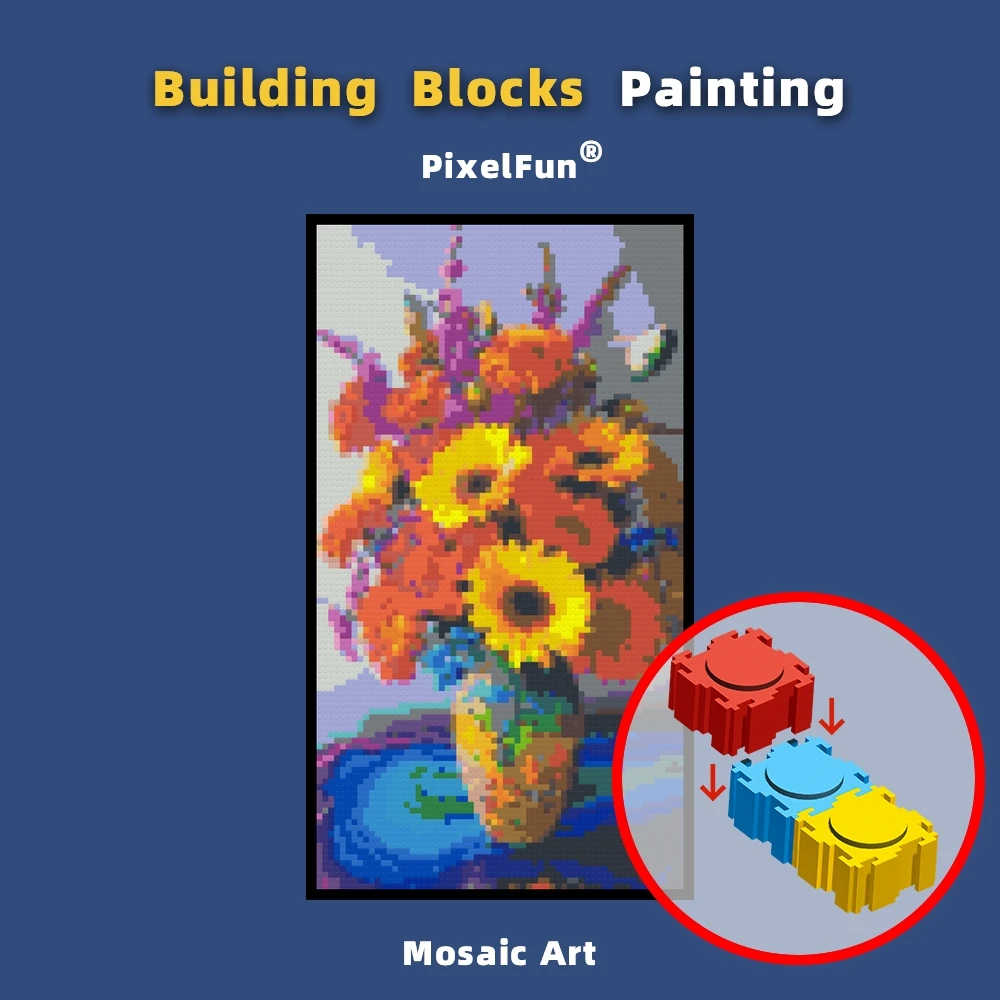 

Vase Flowers Diy Building Blocks Painting Mosaic Dots Pixel Art Photo Custom Home Decoration Christmas Birthday Gifts For Girls