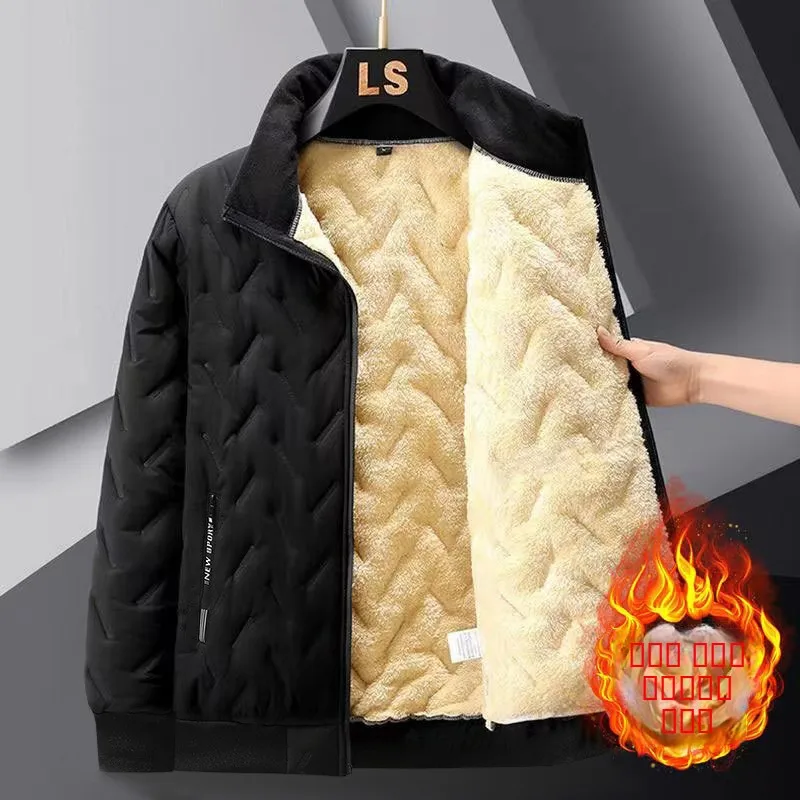 

Lamb Velvet Fce Lined Thiened Men's Cotton Jaet Winter Warm Windproof Waterproof Loose Fit Trendy Casual Outerwear