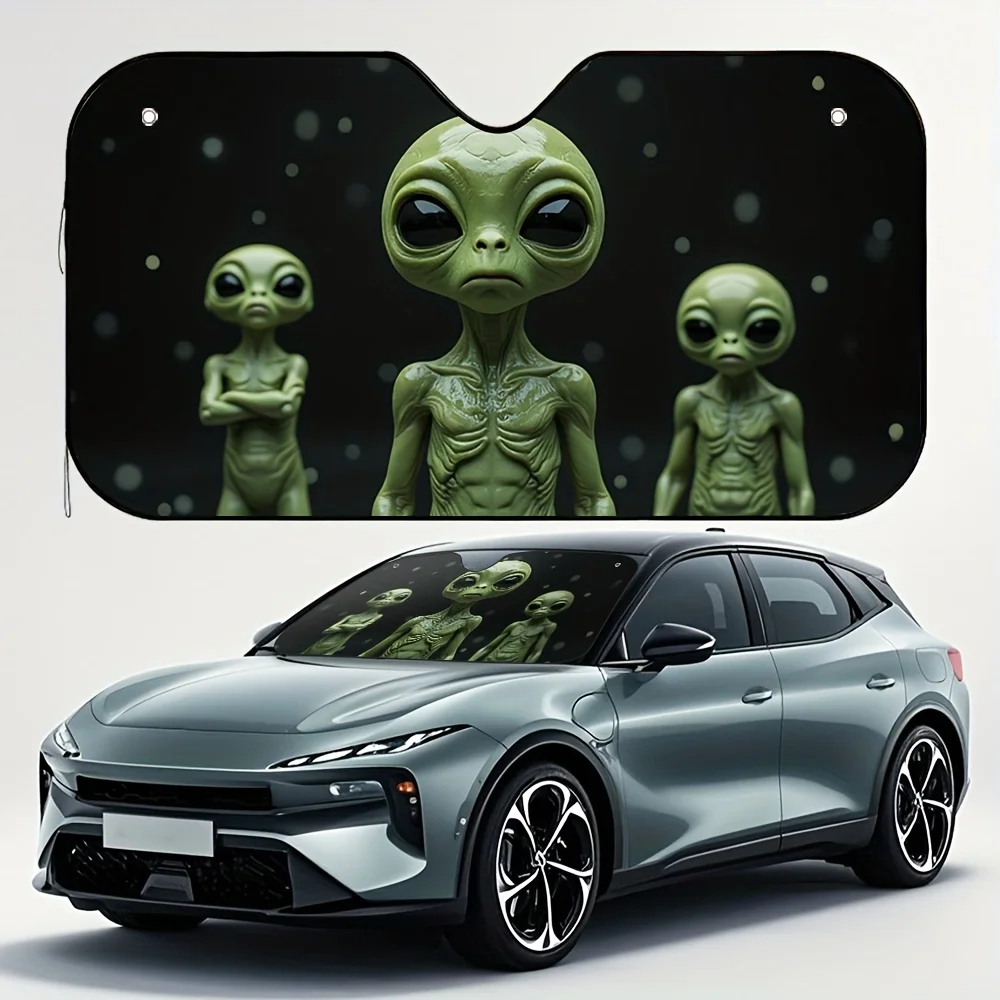 

1pc Alien Trio Car Sun Visor Fairy Garden UV Shield For Enchanted Journeys, Floral Embroidery, Universally Compatible For Conver