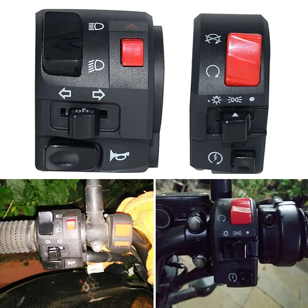 Motorcycle Light Control Switch 1 Pair Universal HeadlightsTurn Horn Motorcycle Handlebar MountPush Button Horn Beam Turn Switch