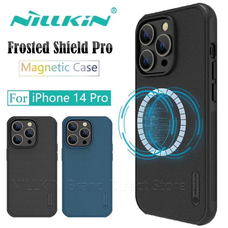 NILLKIN Super Frosted Shield Magnetic Case for iPhone 14 Pro, Magsafe Wireless Charging, Matte Fingerprint, Shockproof Cover