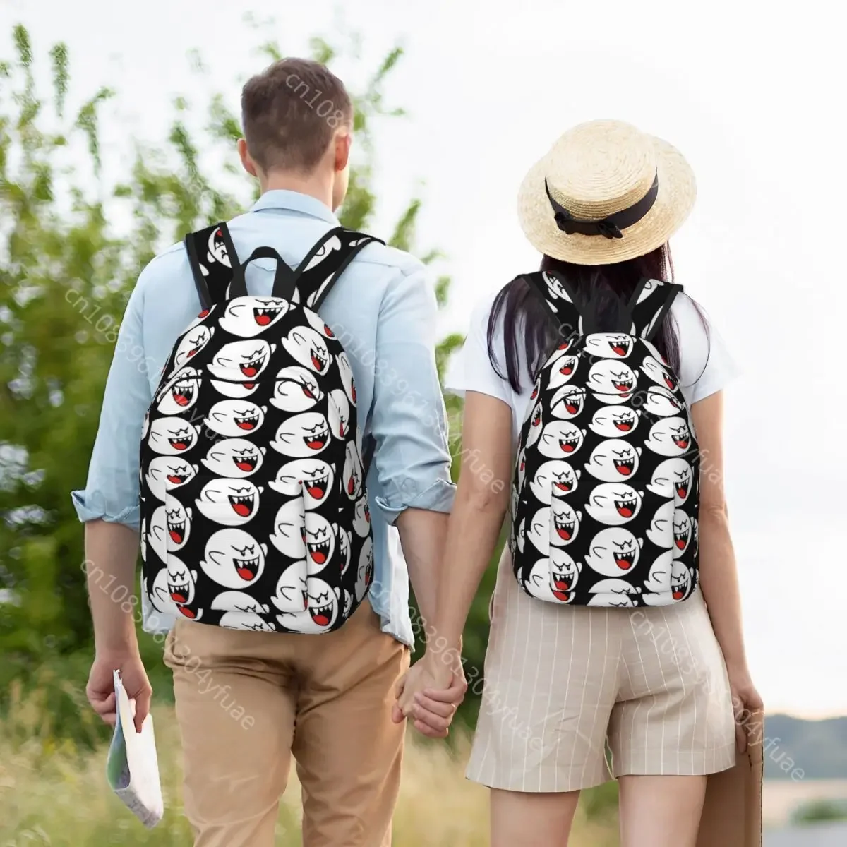 Cute Ghost Boo Backpack Cartoon Cycling Backpacks Boy Designer Soft School Bags Streetwear Rucksack Xmas Gift