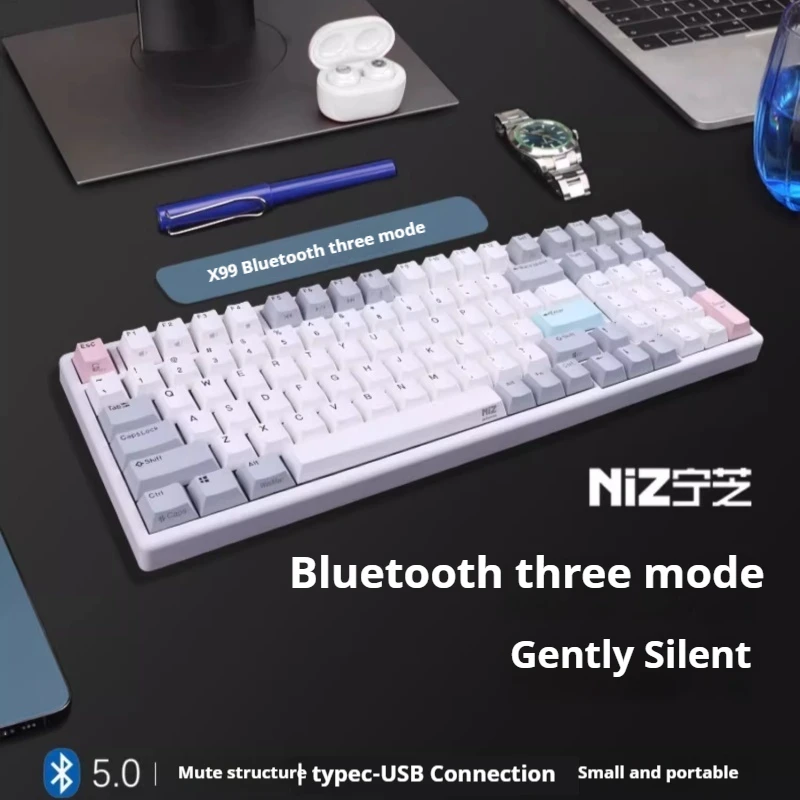 Niz Mini84 V6pro X99 Rt Dynamic Contact Mute Noise Reduction Wired Ps/2 Usb Type-C Three Mode Static Capacitor Keyboard