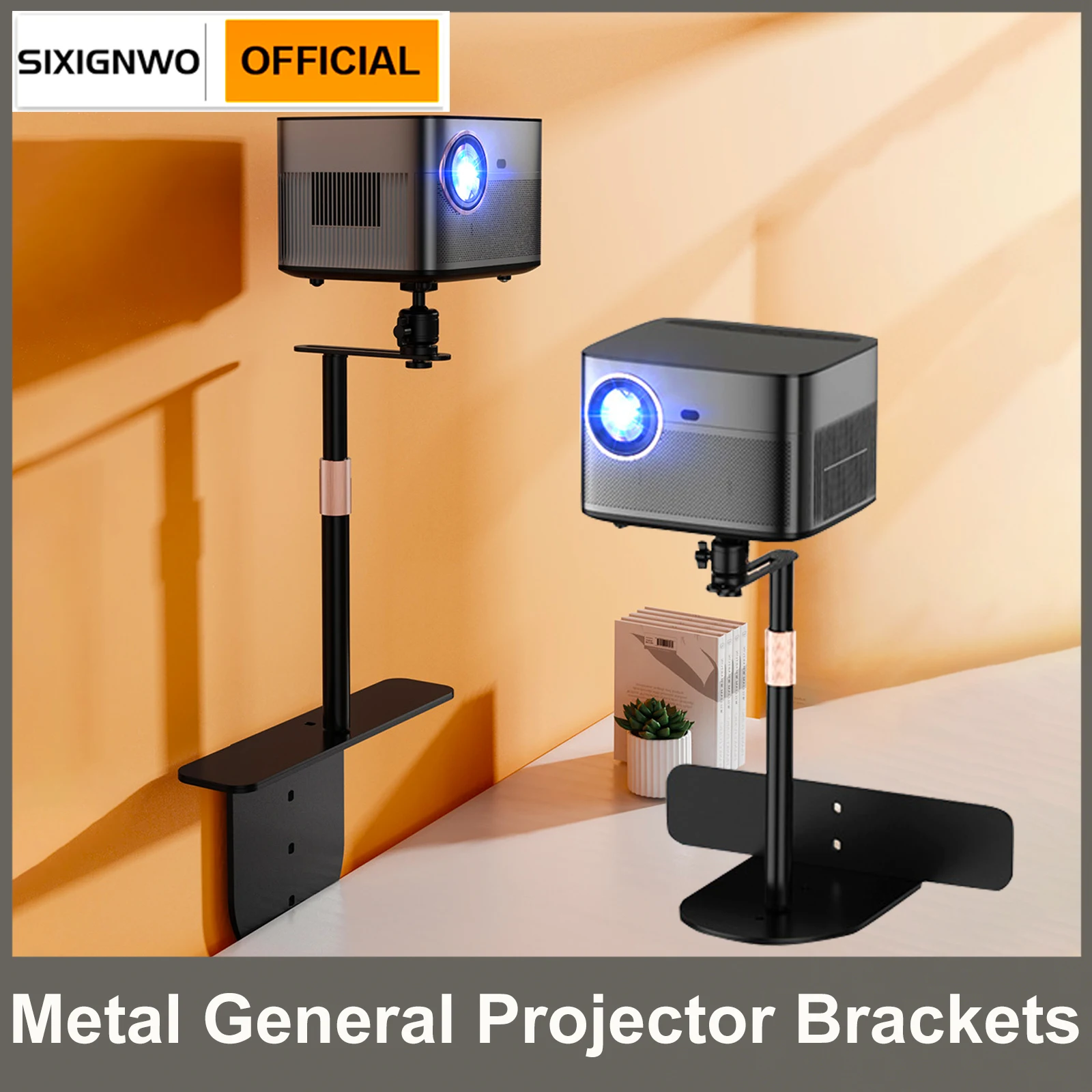 Uniwersalny stojak na projektor do sofy, łóżka, wykonany ze stopu aluminium, z grubą metalową podstawą, regulowanym szynowym systemem, ruchomym uchwytem wspierającym.