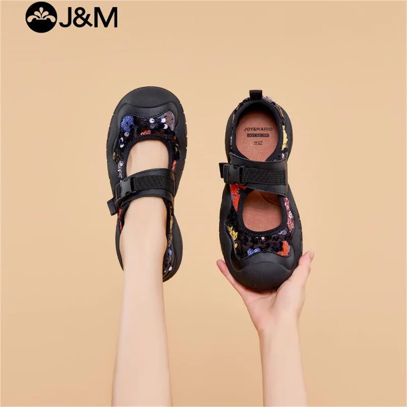 J & M-صنادل خفيفة الوزن ناعمة للنساء ، أحذية رياضية للسيدات ، أحذية مشي على الشاطئ ، جيدة التهوية ، كاجوال ، أسود ، خارجي ، موضة ، صيف