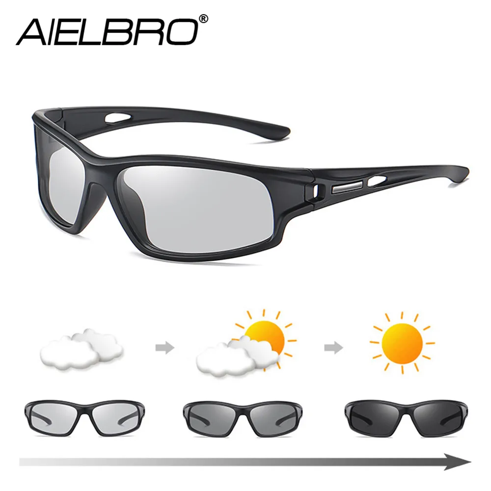 

AIELBRO Men's Cycling Glasses Photochromic Men's Sunglasses Polarized Lightweight Cycling Eyewear Sunglasses for Men Glasses