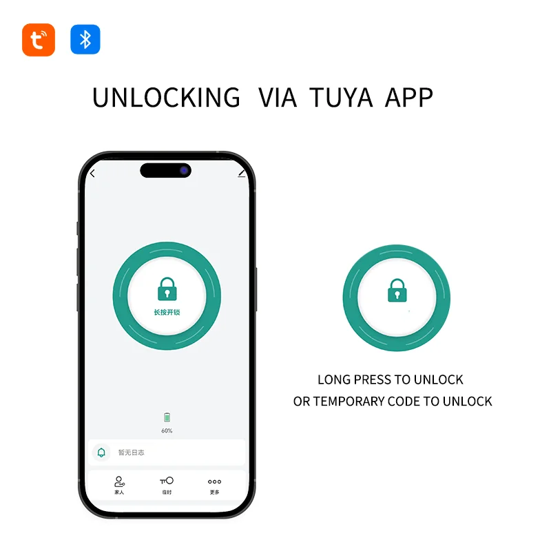 Smart Lock with Five in One Unlocking Mode for Indoor Wooden Door,Tuya Electronic Lock for Keyless Entry