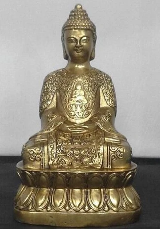 

Fast shipping Chinese Tibetan Buddhism Bronze Shakyamuni Amitabha Buddha Statue