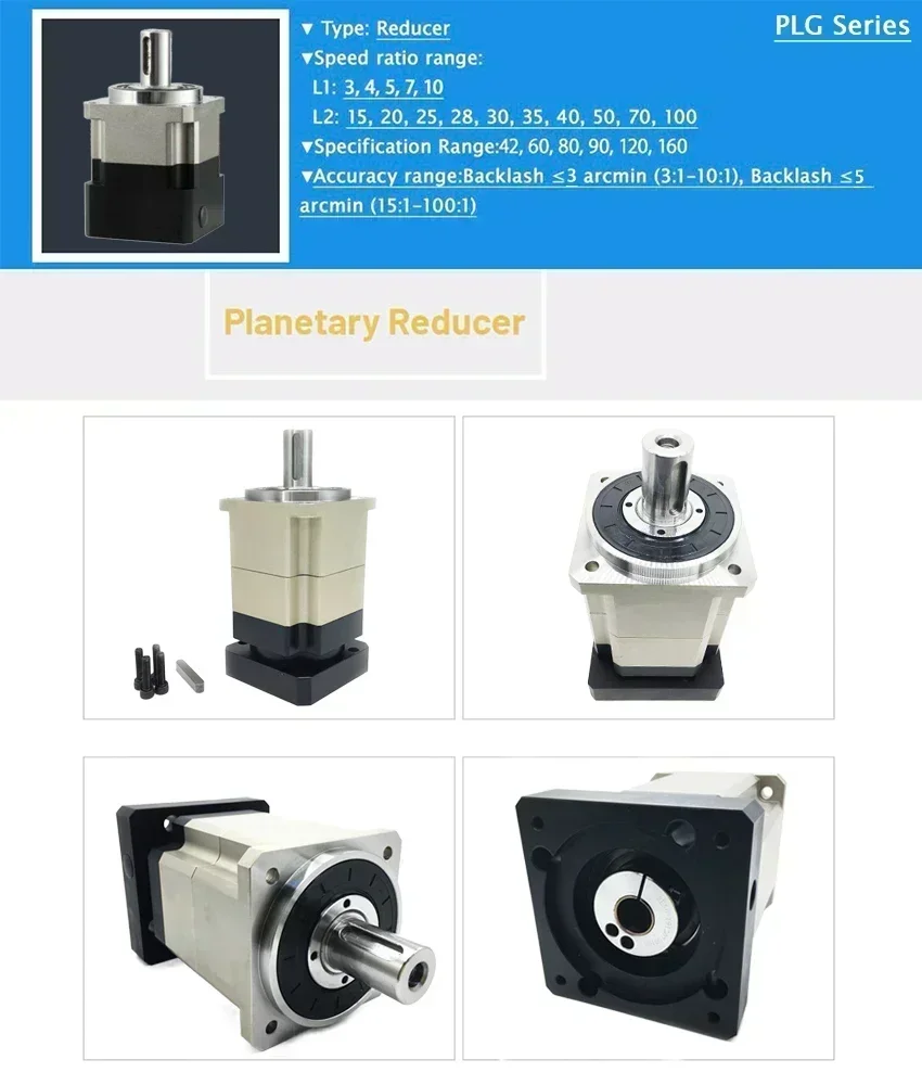 YUNDUAN Helical Planetary Gearbox Step-down Gearbox Motor Reducer for Nema17 Nema23Nema34 Stepper Motor 400W 750W 1KW Servo