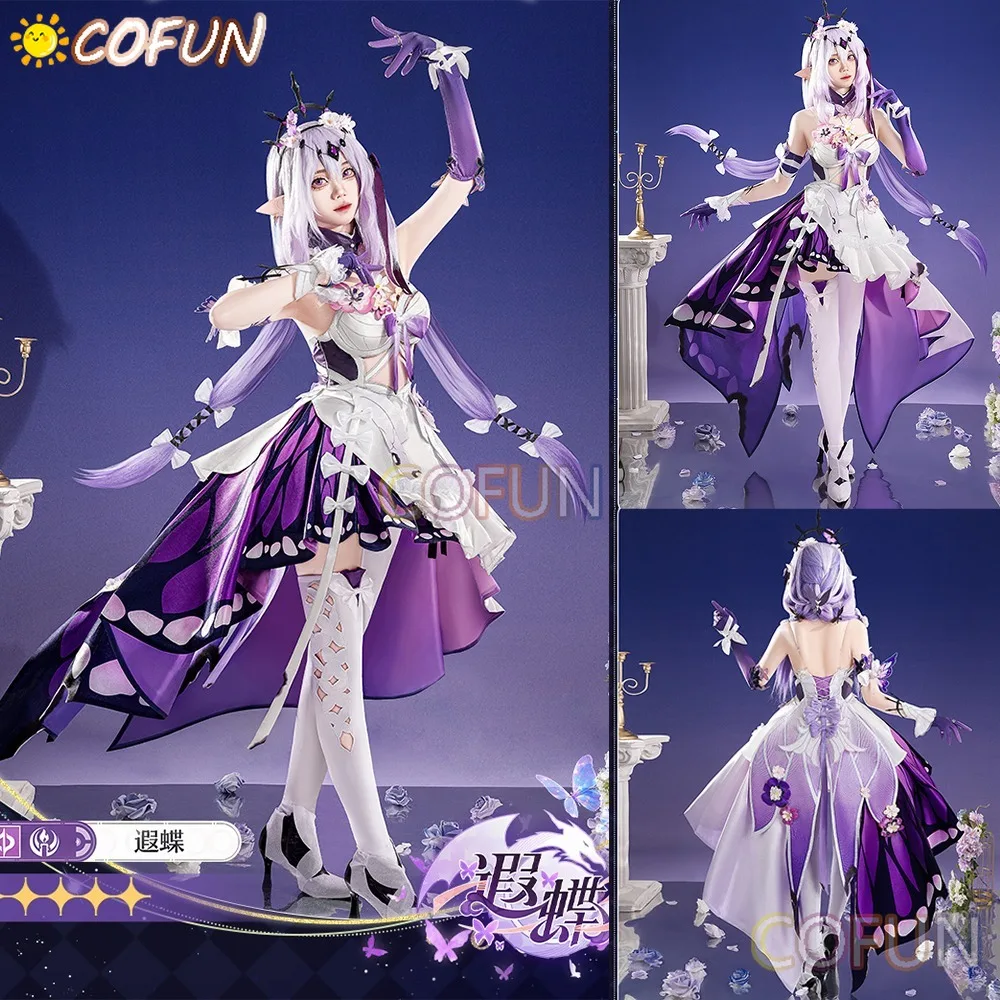 

NEW Honkai Star Rail Castorice Cosplay Costume Dress Headwear Luminous Butterfly Props Halloween Party for Women Girls Carnival