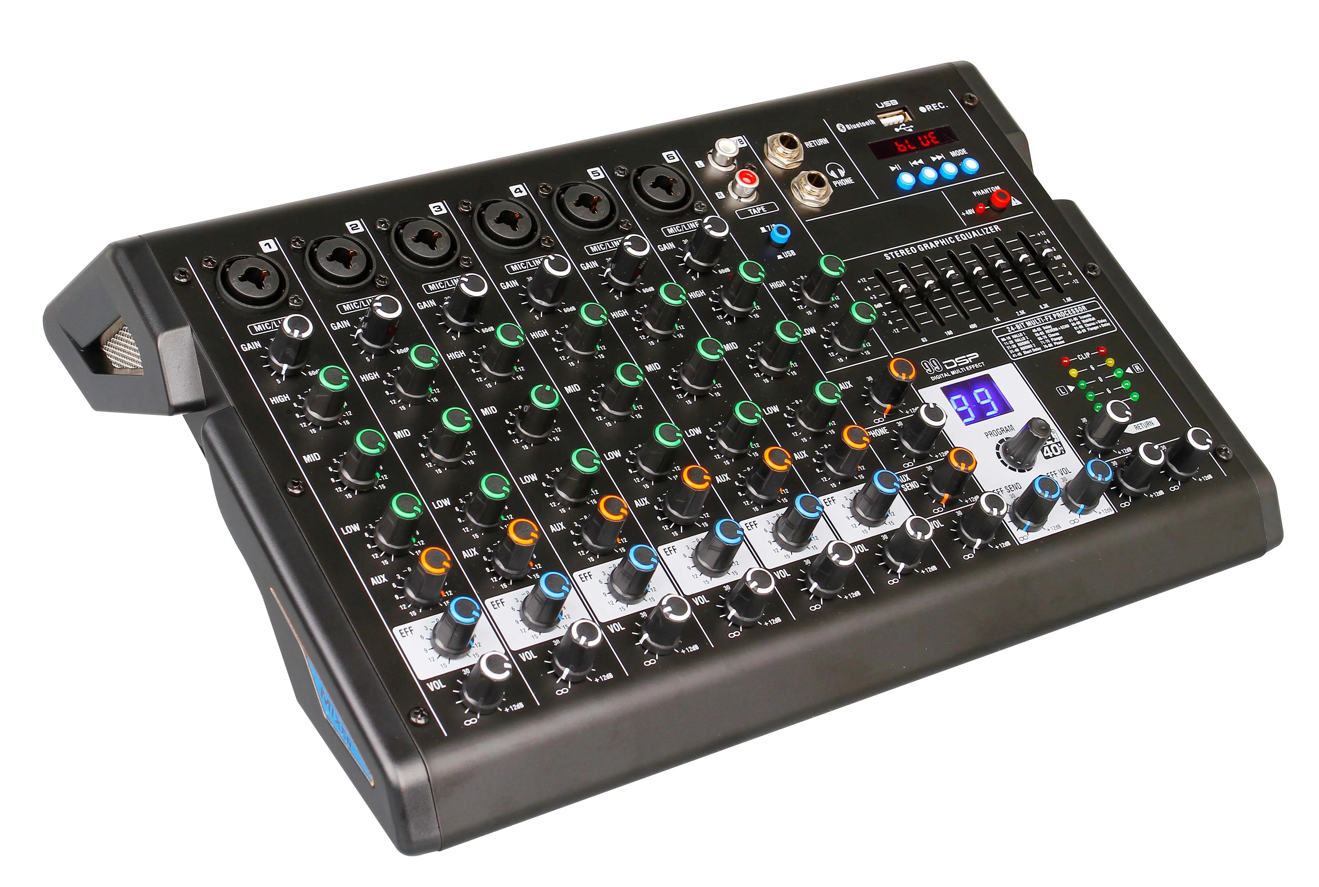 Factory DJ Mixer Professional Mini 4-Channel 99 DSP Record Sound Audio Console XLR Outputs USB Adjustable Wired
