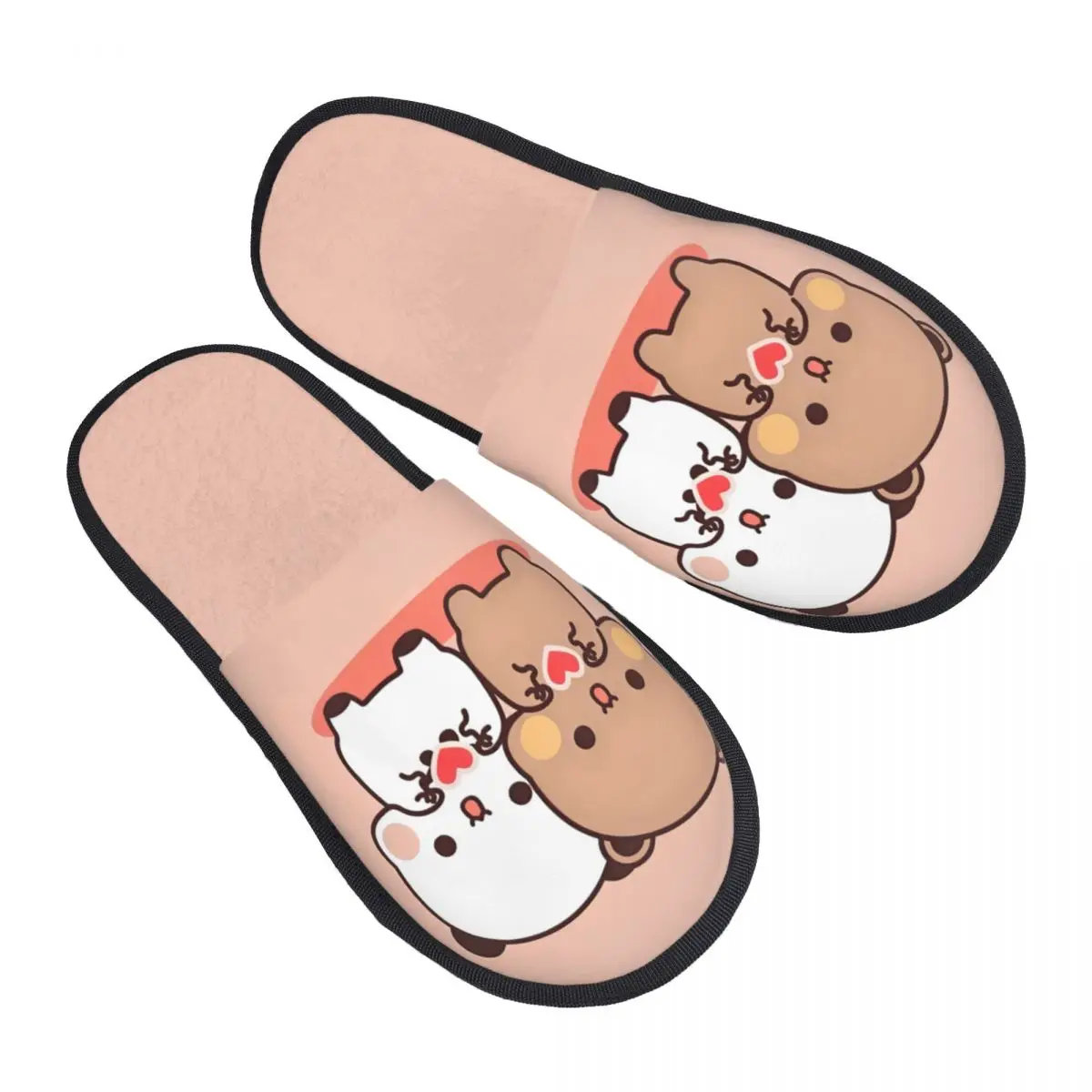 Zapatillas personalizadas de espuma viscoelástica Bubu Dudu Peach And Goma Comfort Scuff para mujer, zapatos de casa para dormitorio con dibujos de oso Panda de Anime