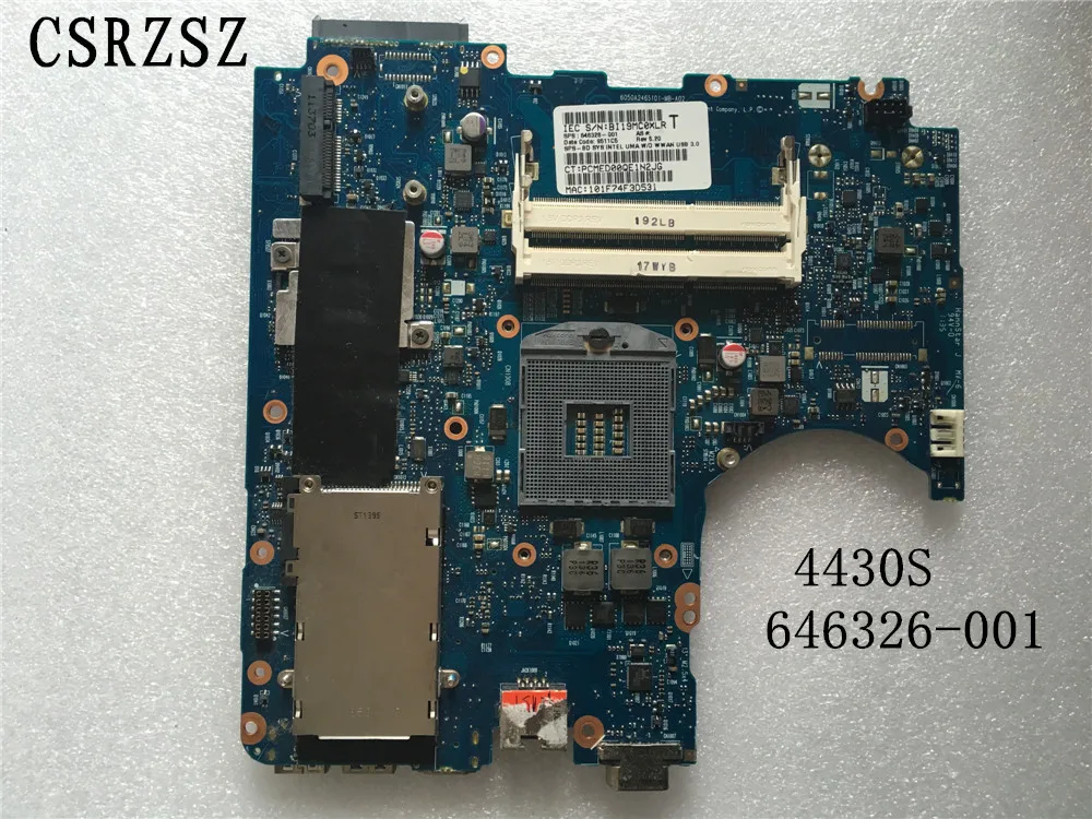 For HP Probook  4430s Laptop motherboard  646326-001 646326-601  6050A2465101  Tested 100% ok work