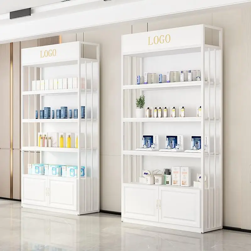 For Cosmetic Display Cabinet & Shelving Rack, Multi-Tier Showcase for Beauty Salon, Nail Shop & Hair Salon Organizer
