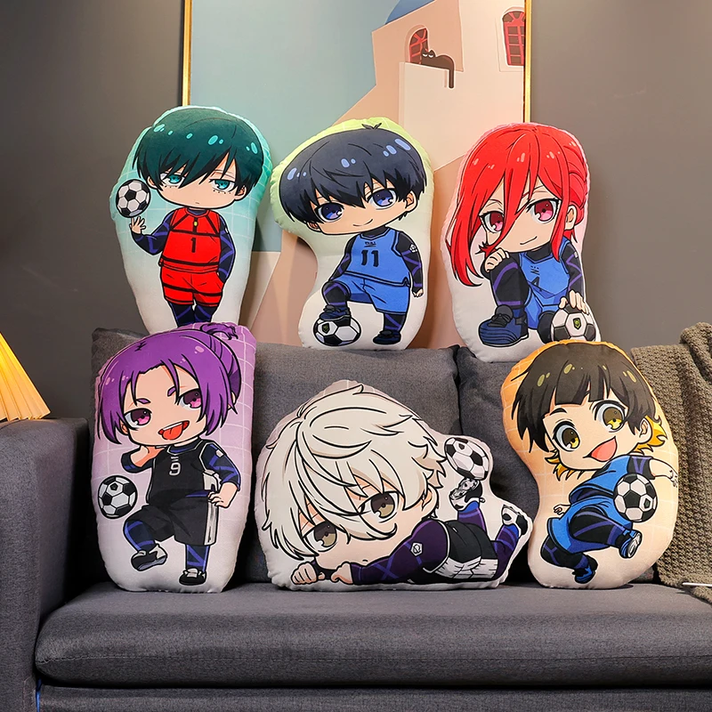 BLUE LOCK Isagi Yoichi Stuffed Anime Seishiro Nagi Plush Toy Double-sided Printed Pillow Reo Mikage Back Cushion Home Decor