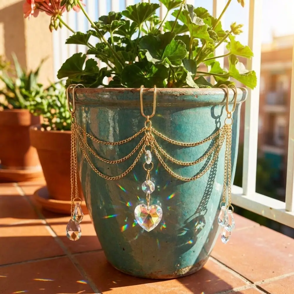 Heart-Shaped Beads Crystal Prisms Sun Catcher Reflective Handmade Craft Hanging Pot Crystal Exquisite Colorful Sunlight Catcher