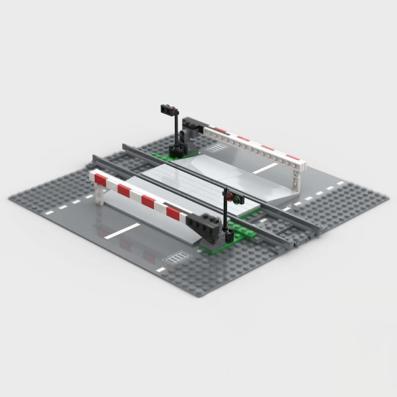 نموذج عرض الشارع MOC قوالب بناء السكك الحديدية مسار واحد معبر وحدات التكنولوجيا الأطفال هدايا العيد تجميع اللعب البدلة #2