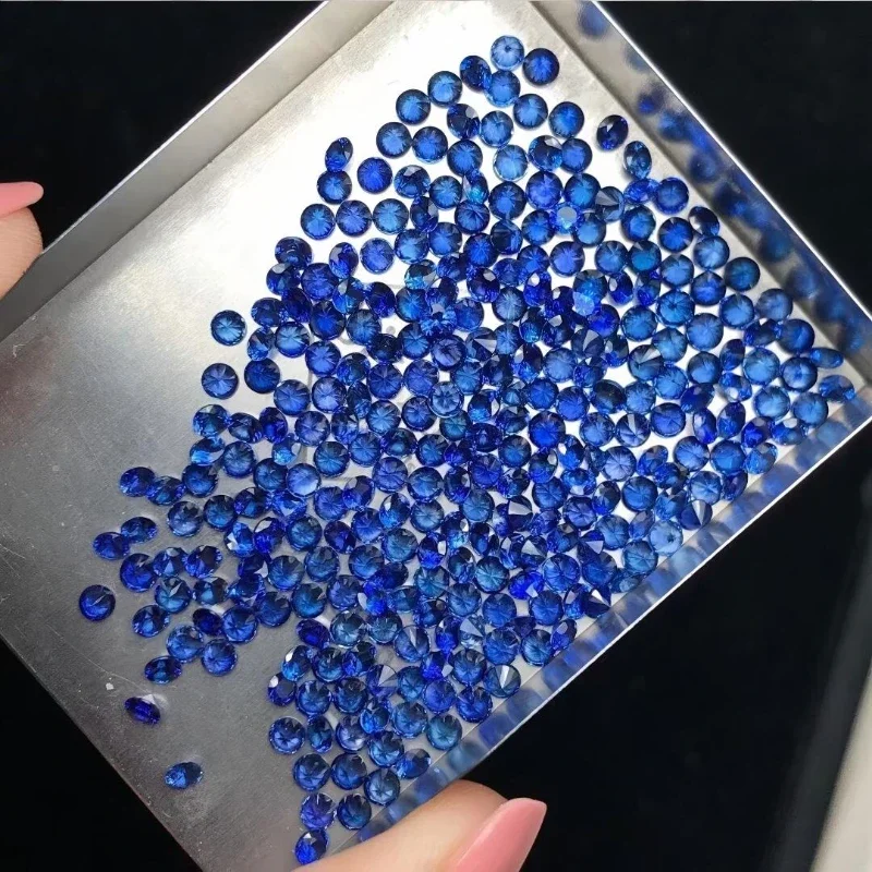 Royal Blue Color Sapphire Laboratory Production Round Shape Small Size Used for Manufacturing Jewelry