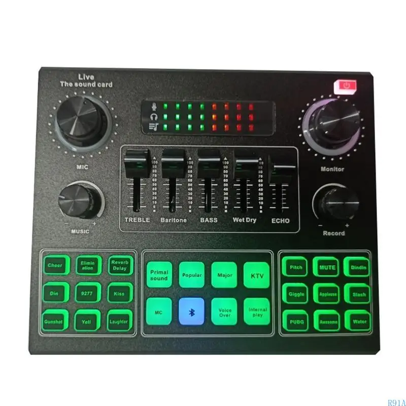 R91A V9サウンドカードUSBヘッドセットマイクウェブキャストライブストリーミングサウンドカード携帯電話コンピューター歌