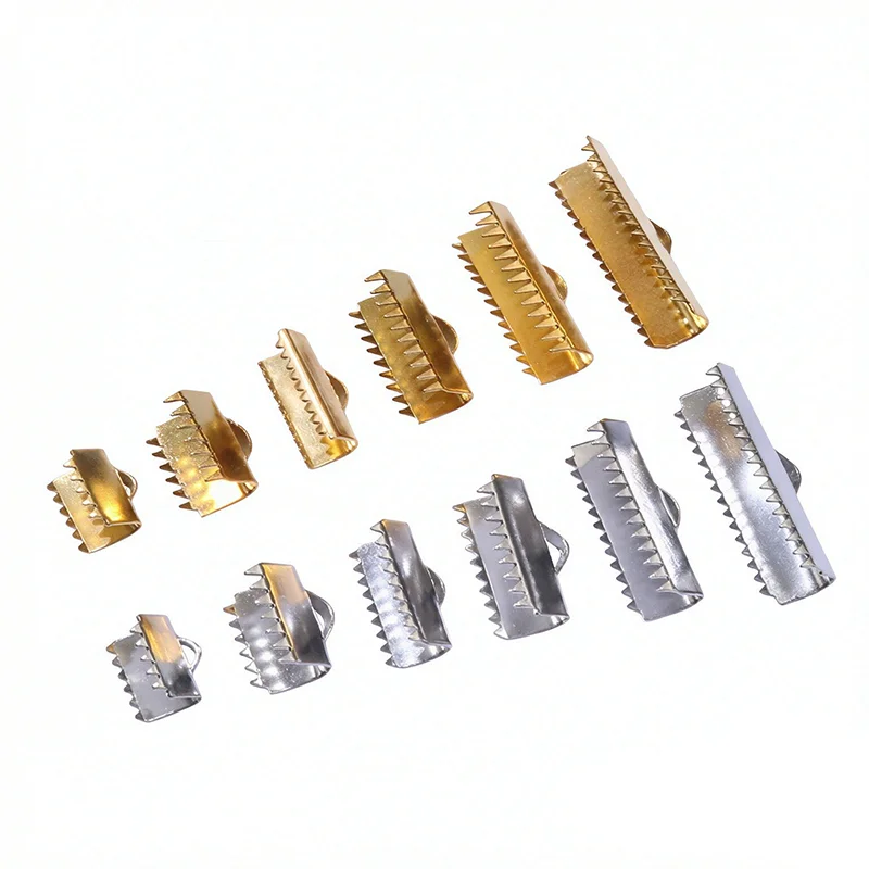 30Pcs 8-25mm Stainless Steel Crimp End Beads Buckle Tips Clasp Cord Flat Cover Clasps Connectors For DIY Jewelry Making