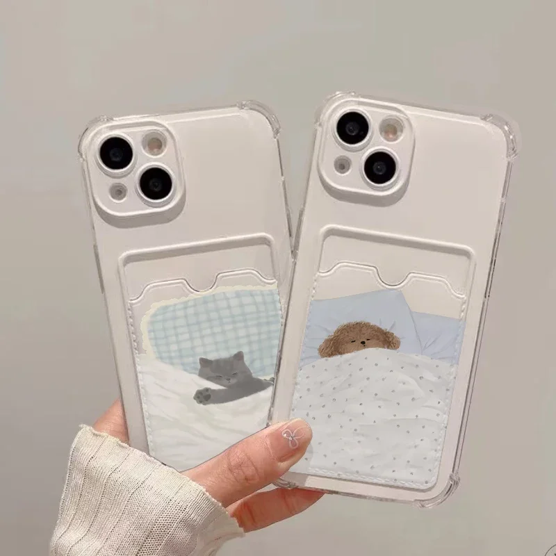 Hund Katze Paar Handyhülle für Redmi Note 14 13 Pro Plus 12S 12 11 10 Pro 12 13C 12C 10 Gehäuse Brieftasche Soft Clear Cover