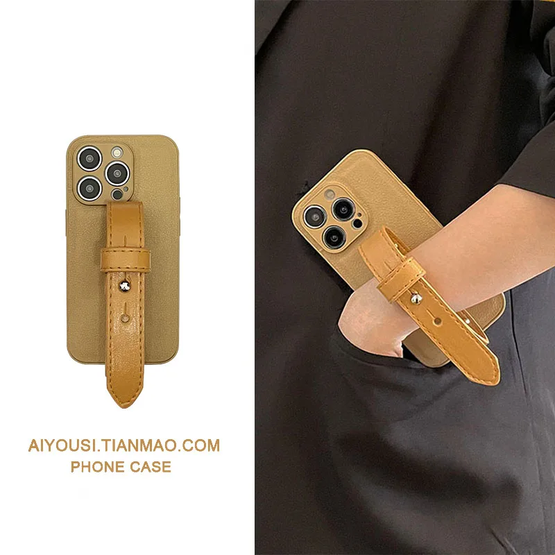 

Простой кожаный браслет цвета хаки для apple 13 pro, чехол 14 pro max, новый чехол 12/11 max xr, браслет для iphone 14, 14 pro