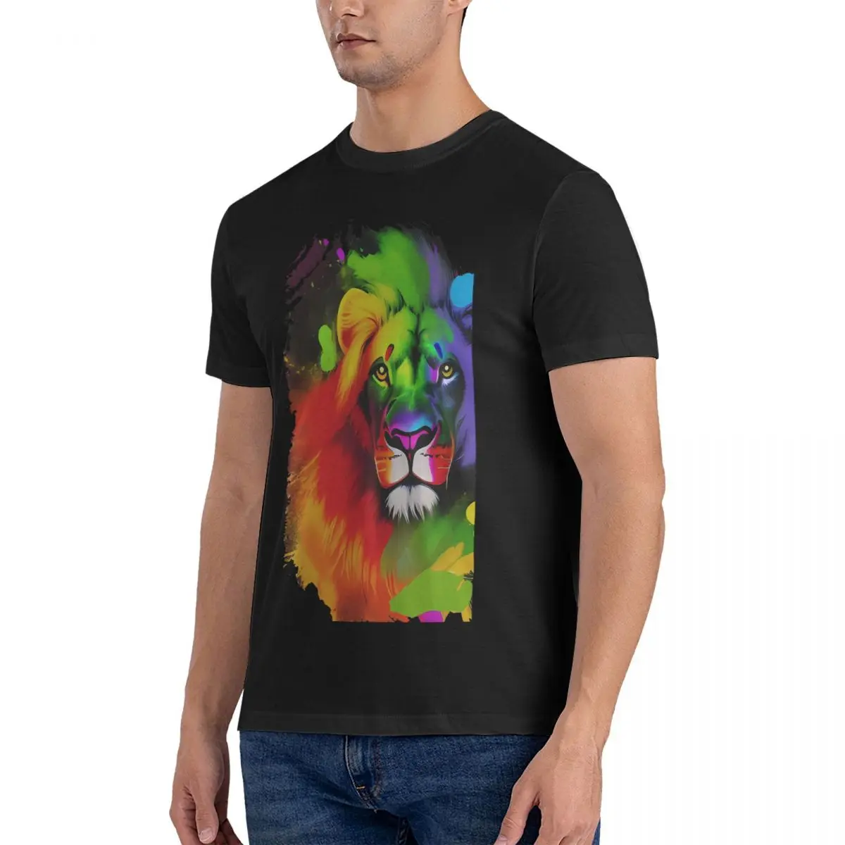 Magical Lion, Gallery T-Shirt Men Arkane Funny Pure Cotton Tee Shirt Round Neck Short Sleeve T Shirts Birthday Present Tops