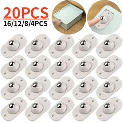 Self-Adhesive Caster Mute Rotating Sticky Pulley Strong Load Ball Bearing Mini Paste Swivel Wheels for Furniture Storage Box