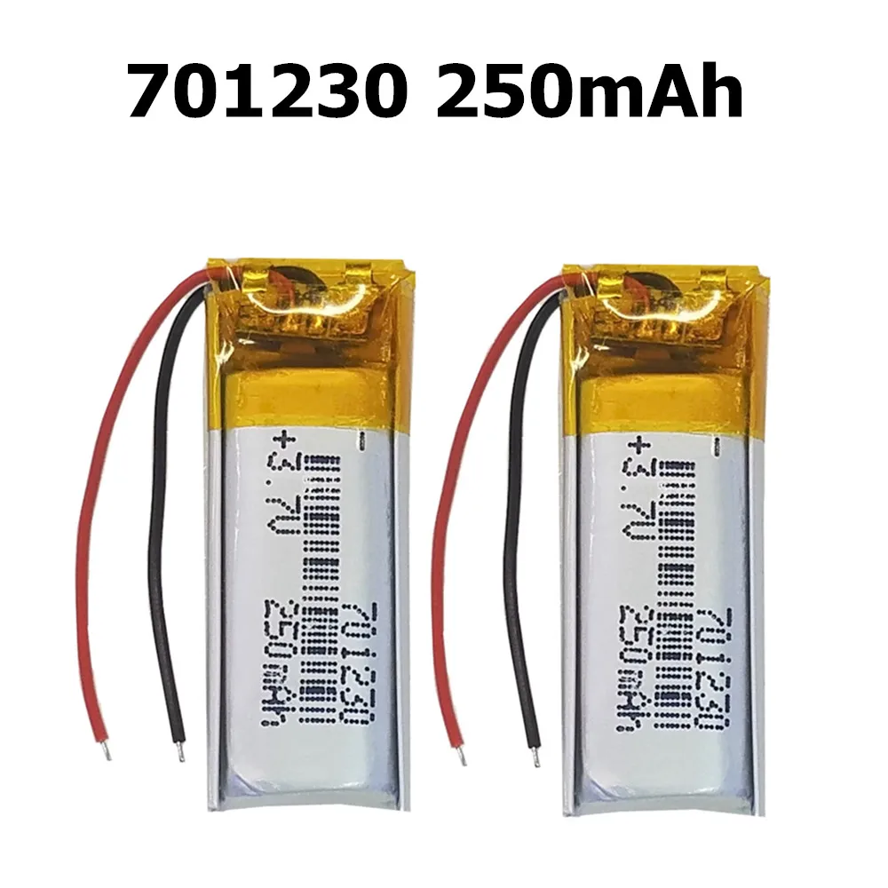 2Pcs 3.7V 250mAh 701230 Li-Polymer Rechargeable Battery For MP3 MP4 GPS Headphone PAD DVD Bluetooth Camera AirPods Pro Headset