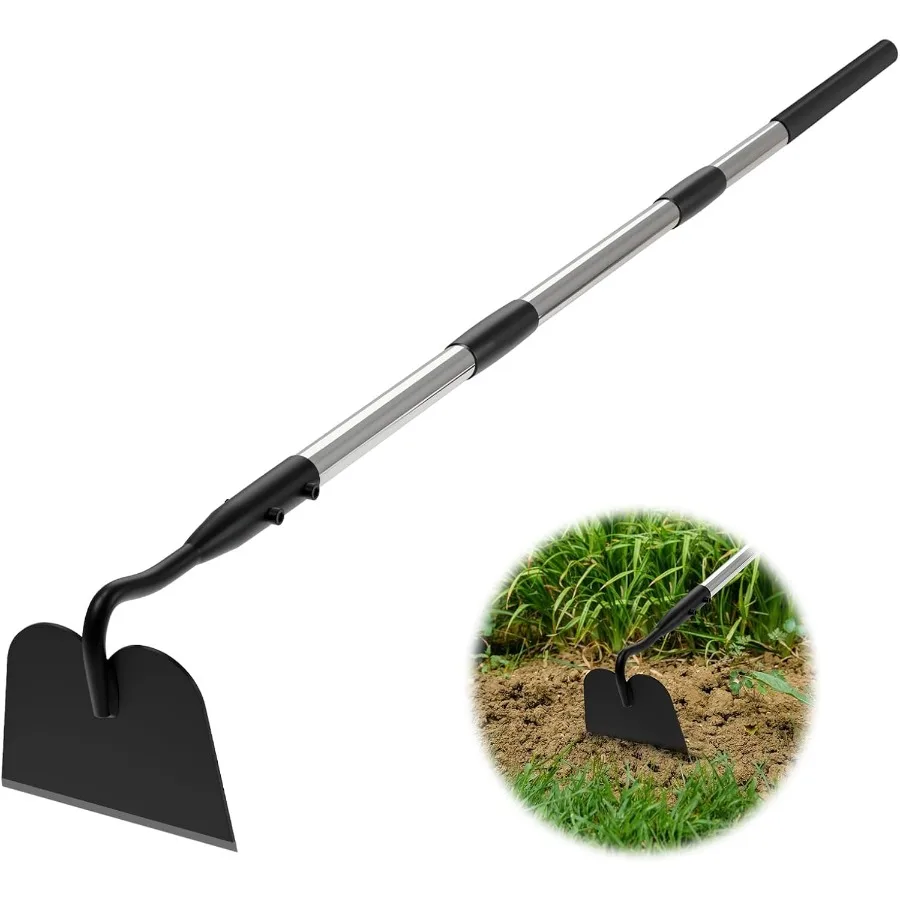 Heavy Duty Garden Hoe for Weeding and Soil Preparation with 5.5 FT Adjustable Long Handle 6inch Wide Welded Blade for Efficient