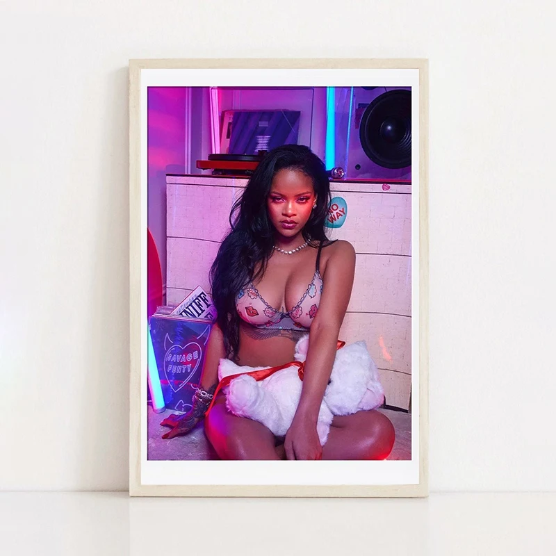 المغنية الشهيرة والشعبية ريهانا ألبوم الموسيقى ملصق فني قماش الطباعة المشجعين غرفة المعيشة غرفة نوم لوحة على الحائط لتزيين المنزل بدون إطار #4