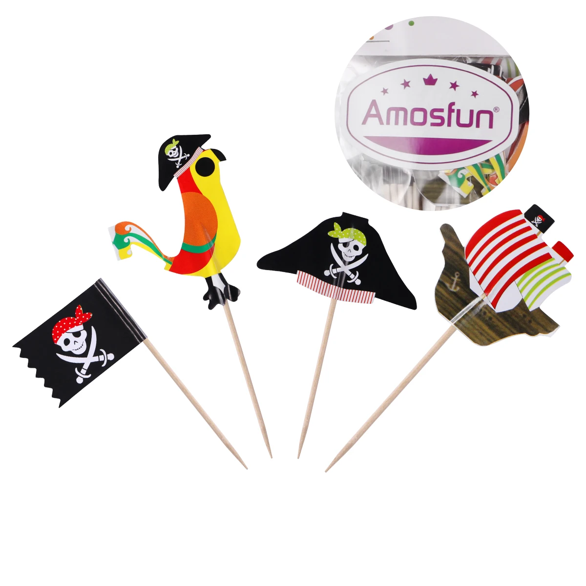 80PCS Party Decoration Halloween Party Ornaments Pirate Party Decorations Baby Shower Cupcake Toppers Cake Picks