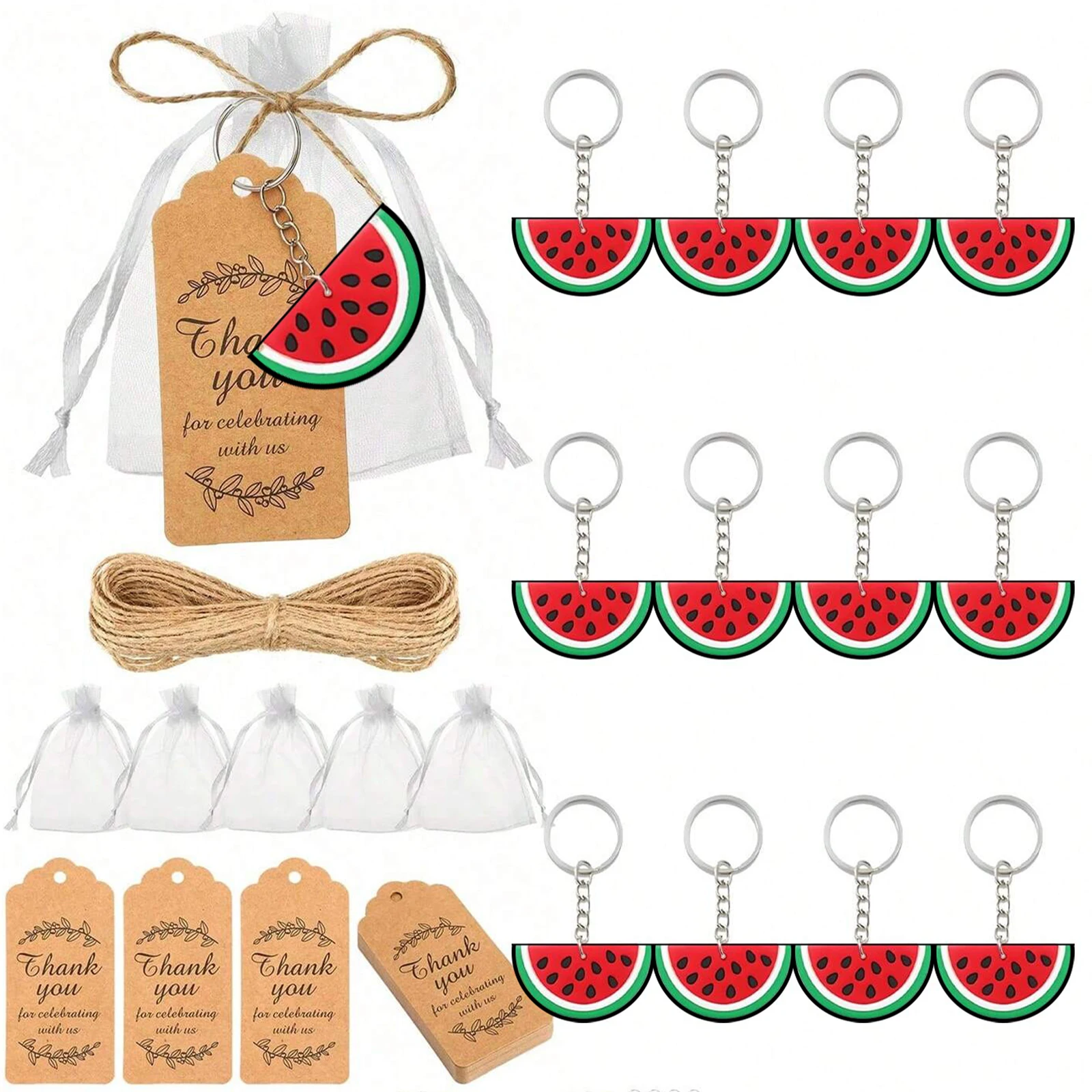 37 Pack Watermelon Keychains Party Decoration for Guests, Watermelon Themed Party, Baby Shower, School Party, Kids Birthday