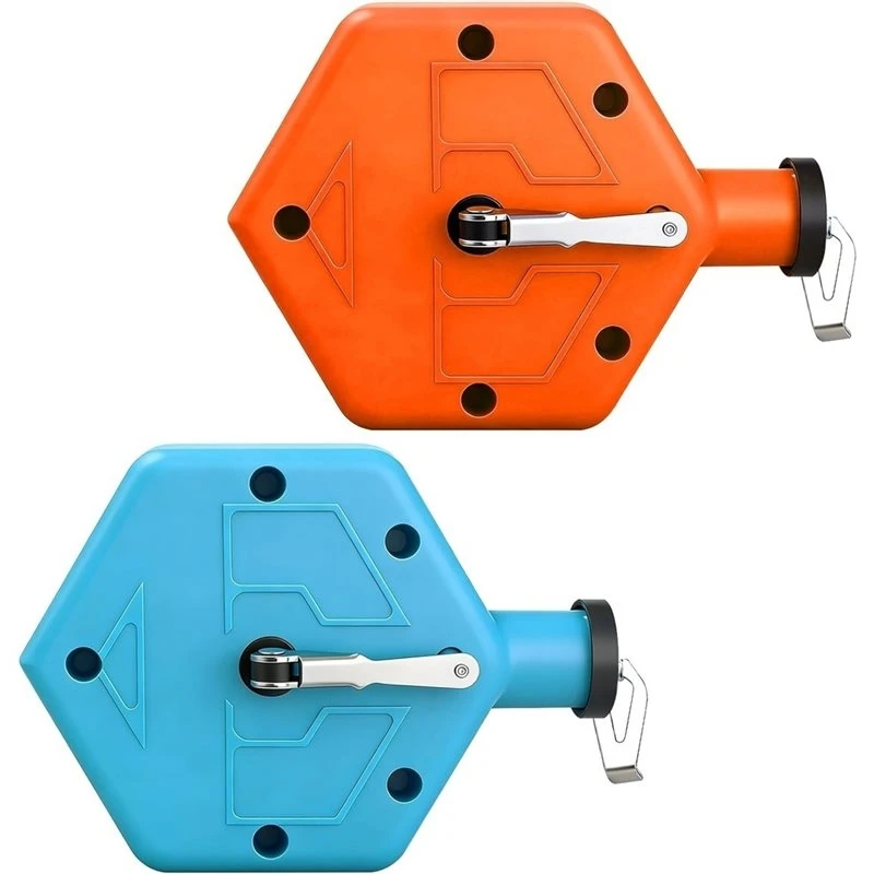 A72P Straight Line Marking Chalk Line Tool Set-2 Pcs, Portable 100 Ft Marking Reel For Woodworking For Construction, Bricklaying