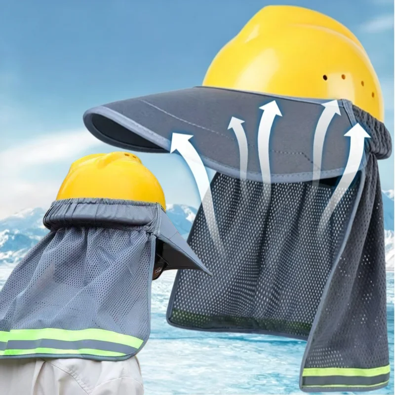 Construction Safety Reflective Hard Hat Shade Neck Shield Helmet Sun Shade Reflective Stripe Summer Sun Protection for Working