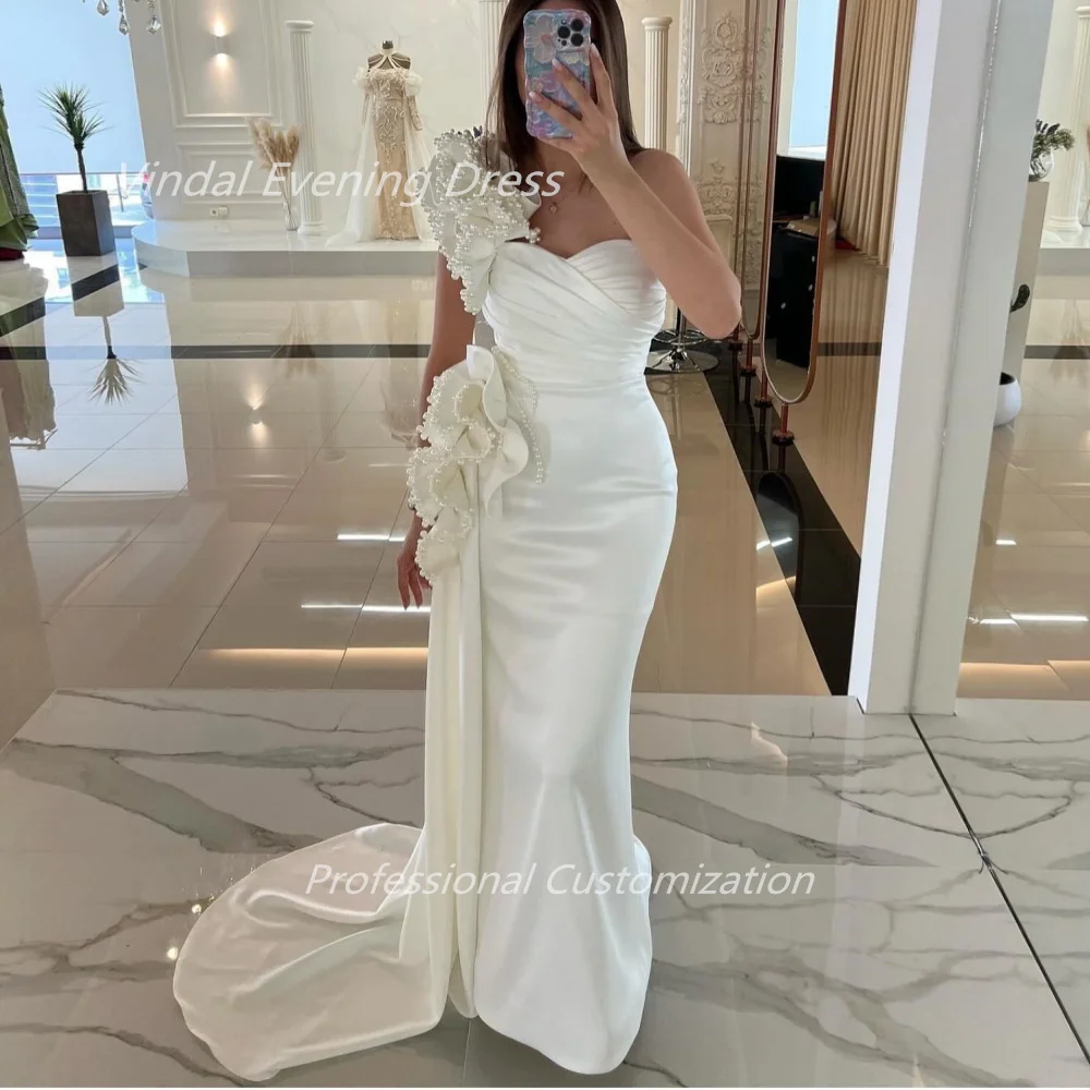 Vindal Evening dresses Crepe Mermaid Pleat Pearls Strapless Floor-Length Morden-Style High-Quality Sexy السعود For Woman 2024