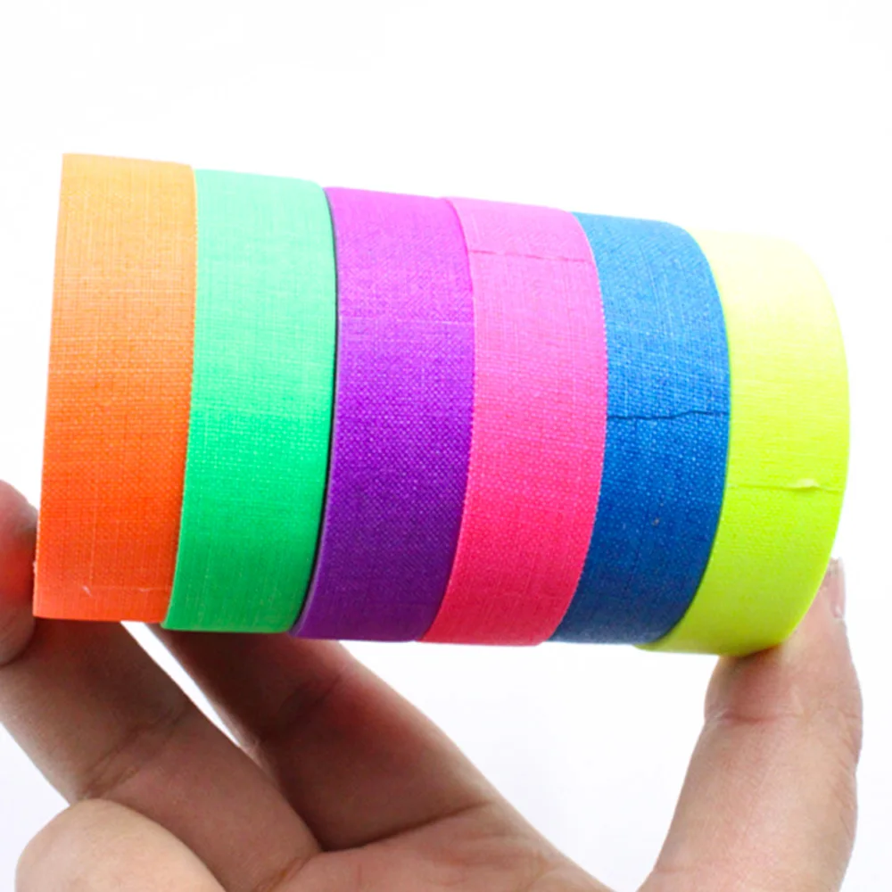 5PCS Lot UV Cotton Luminous Adhesive Cloth Masking Tape Neon Gaffer Colored High Viscosity Black Light for Party Room Decoration