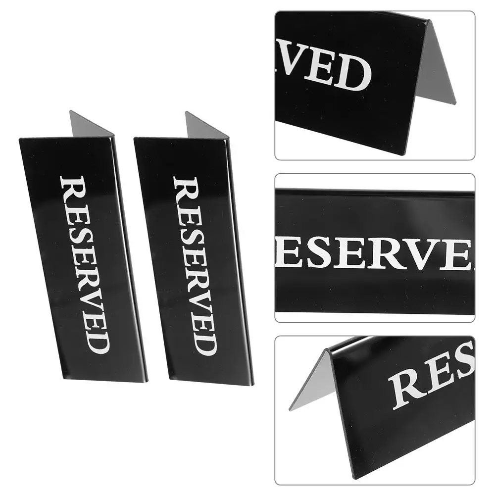 

3Pcs Black Acrylic V Shaped Reserved Table Signs Reusable Wedding Restaurant Hotel Seat Reservation Tent Sign Pew Reserved Signs