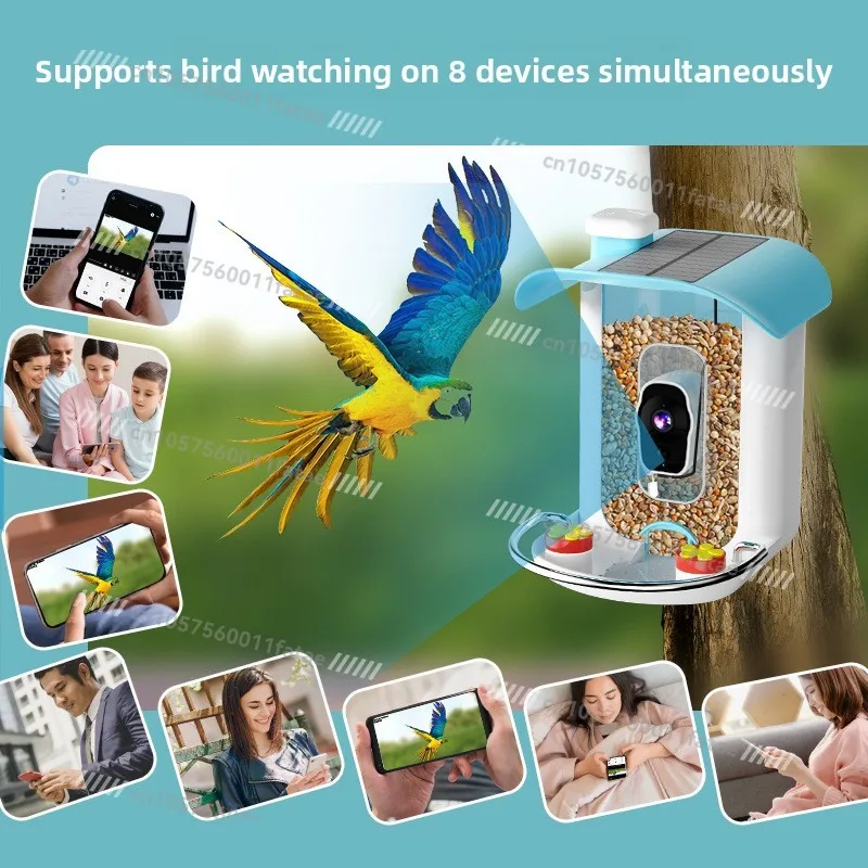 Smart Bird Feeder, Identification Bird APP Camera Monitoring Outdoor Waterproof Belt Solar Charging Panel