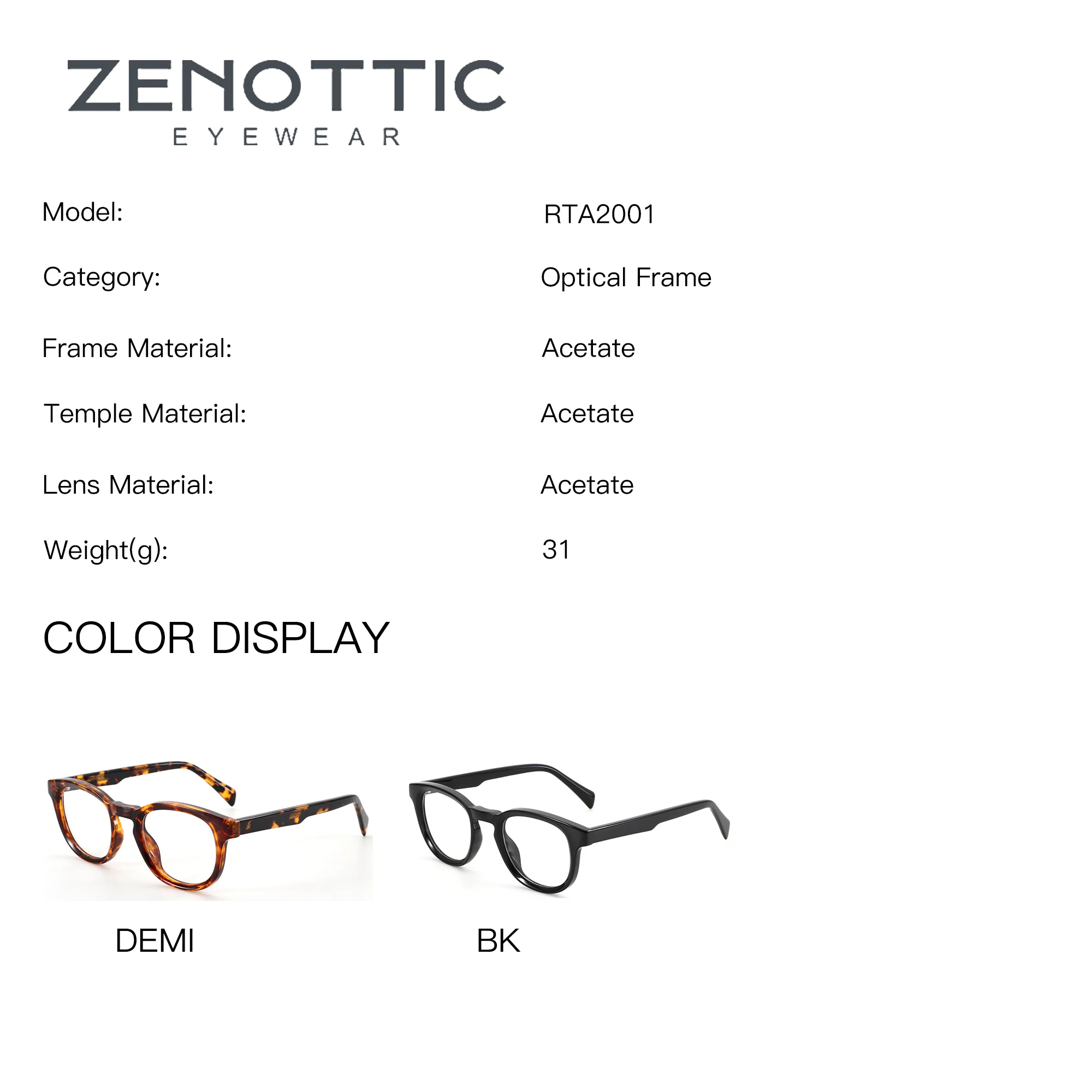 ZENOTTIC XS Size Acetate Square Prescription Eyeglasses For Men Women Progressive Graduated Lenses Photochromic Custom Glasses