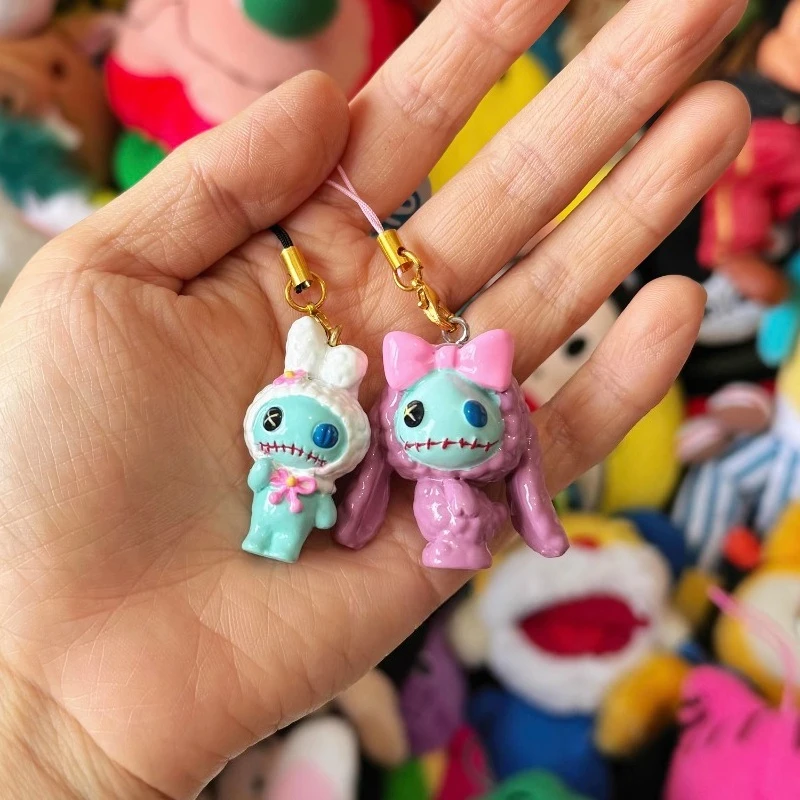 Disney Scrump Stitch Toy Ugly and Cute Doll Pendant Key Chain Sweet Girl Plush Mobile Phone Chain Toy Friend Birthday Gift