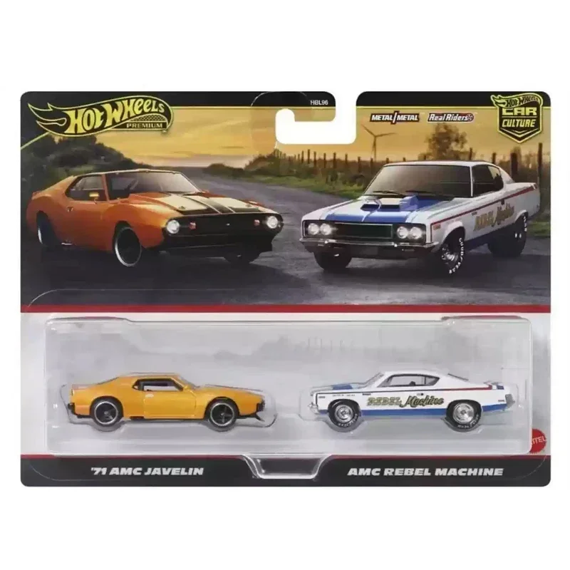 Original Hot Wheels Premium Car Culture 71 AMC Javelin Rebel Machine Diecast 1/64 modelo de aleación vehículo de juguete para niños amigo regalo