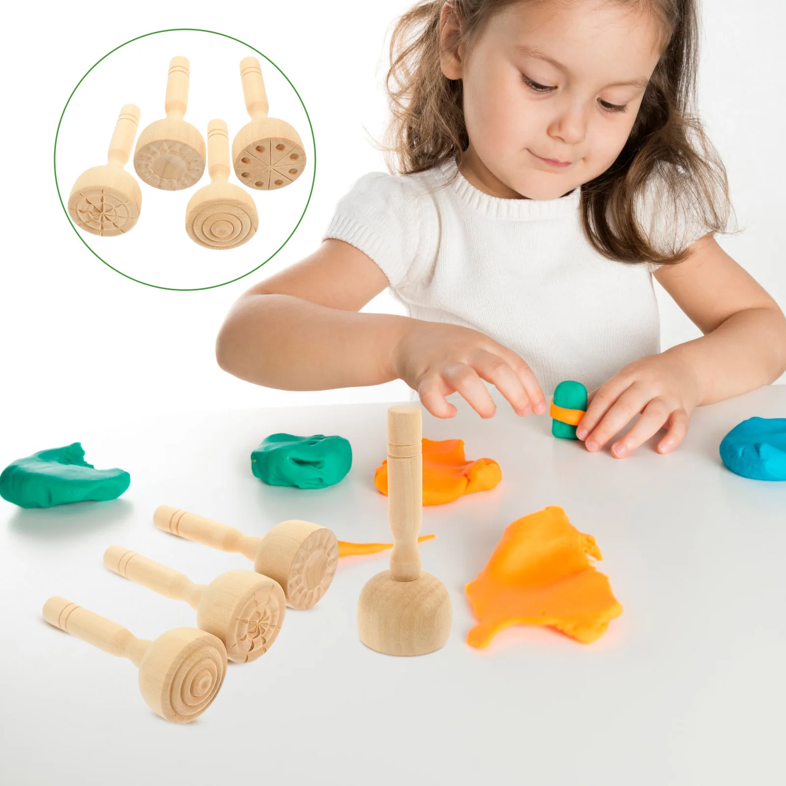 

FOYTOKI 4Pcs Wooden Tools Kit Clay Molds for Kids Craft Pottery Air Dry Projects